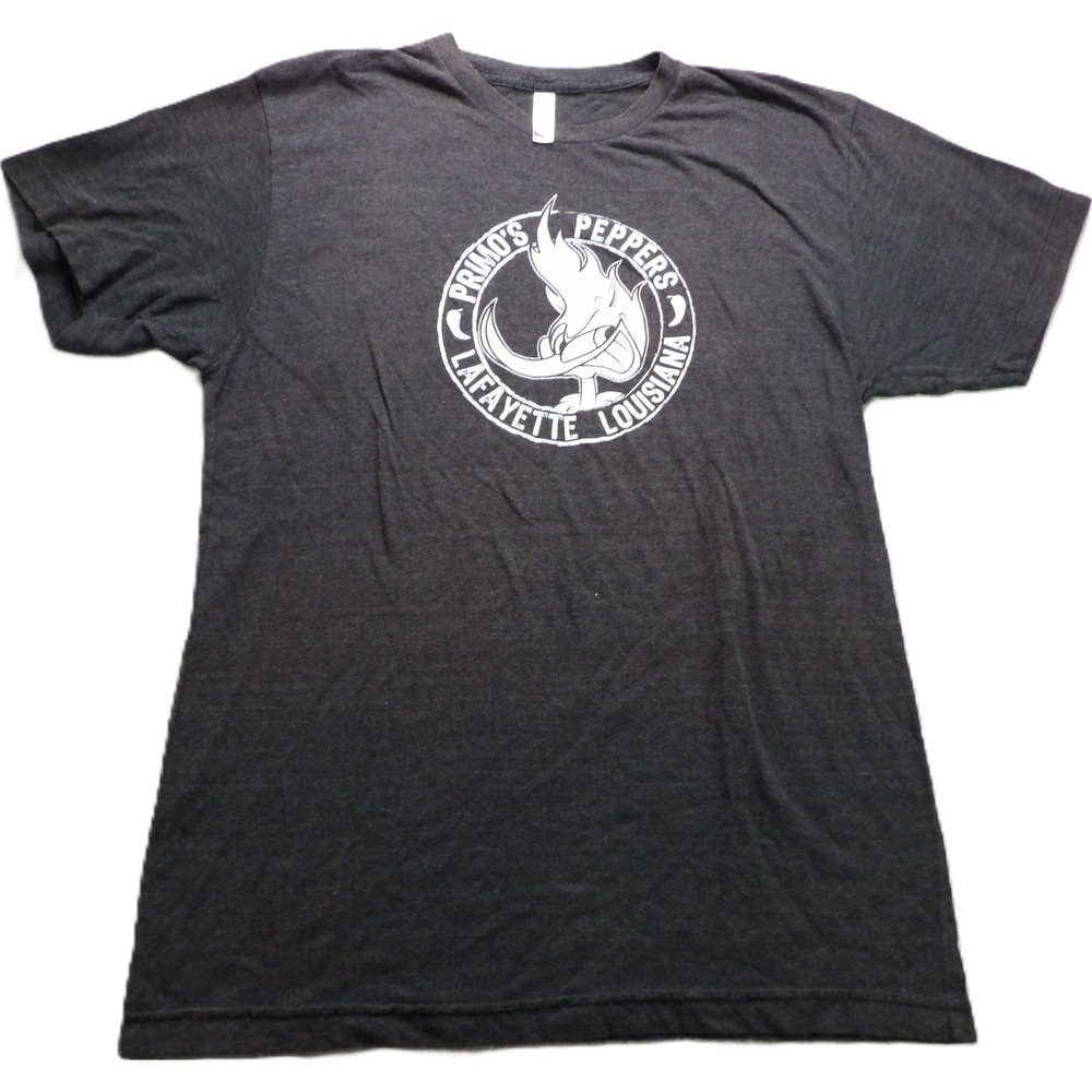 American Apparel Men Large Primos Peppers T Shirt Tri Blend Black Paper Thin USA